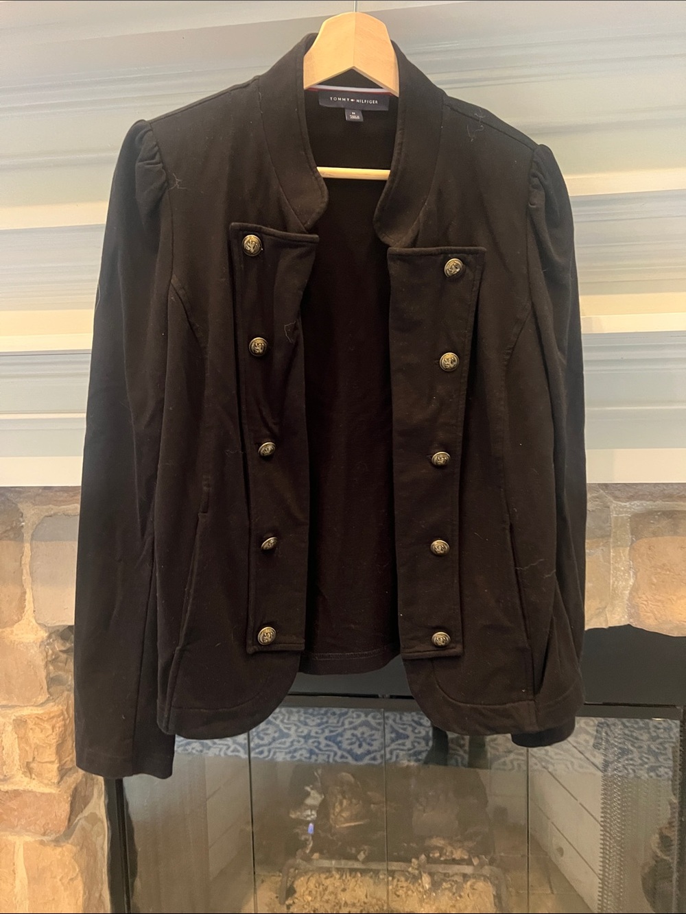 Tommy Hilfiger Black Military-Inspired Button Blazer